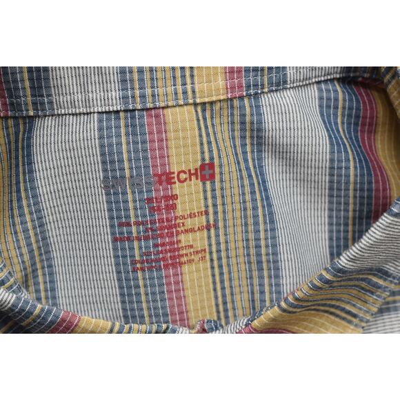 Swiss Tech Men's Striped Button Down Short Sleeve Shirt Regular Size XL - Picture 2 of 8
